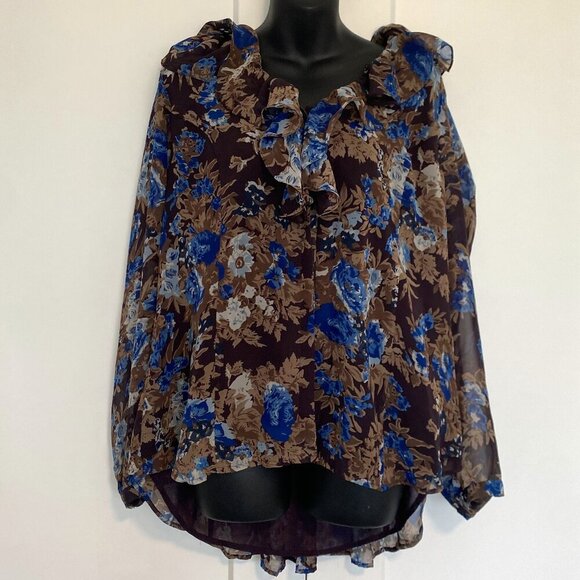 Coldwater Creek Floral Print Tunic Blouse Long‎ Sleeve Shirt Plus Size 1X - Picture 1 of 9